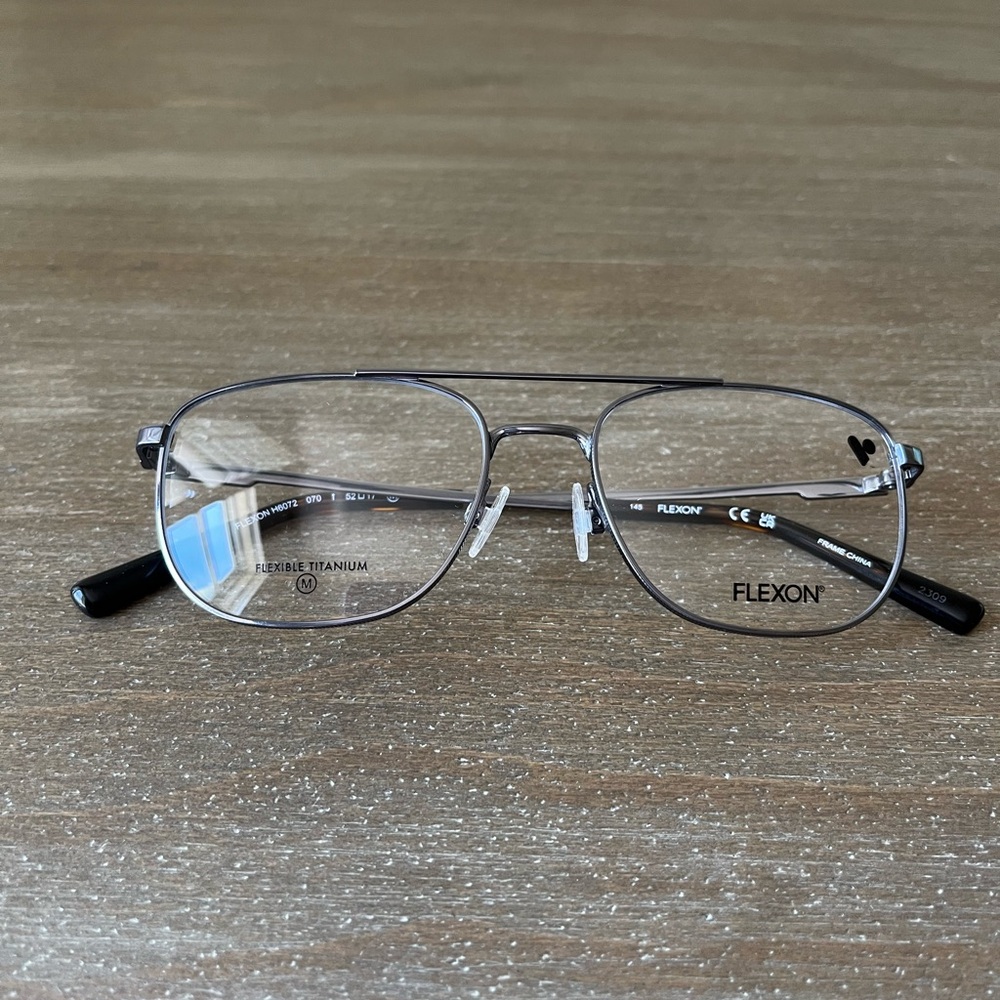 Flexon Aviator Eyeglasses, silver gunmetal